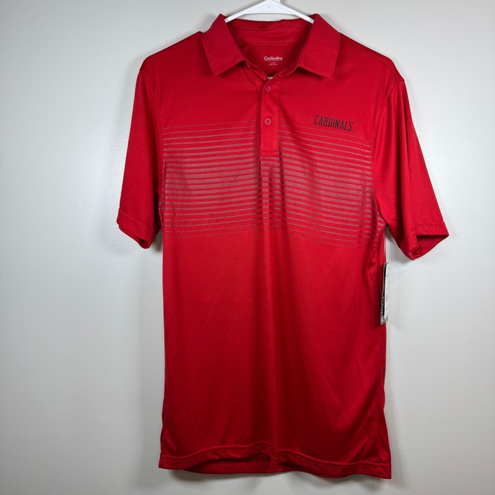 Captivating Apparel Boys Arizona Cardinals Polo Shirt Red Striped Size S NWT